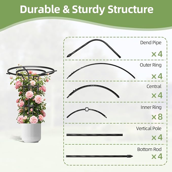 Garden Trellis for Climbing Plants Outdoor,43 Inch Umbrella Trellis for Potted Plants,Plant Trellis Support for Potted Plants Climbing Vine Rose Clematis Vegetable Trellis
