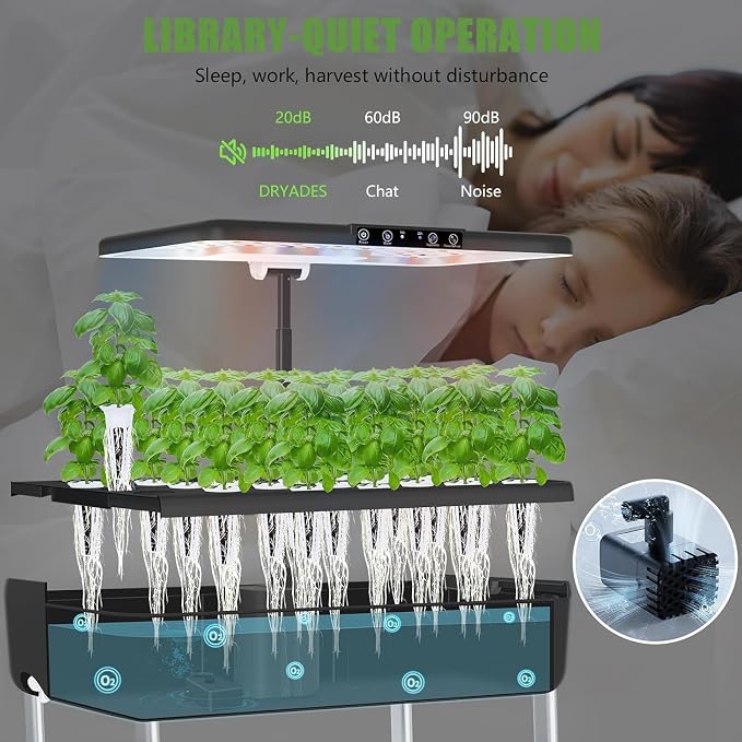 Hydroponics Growing System Kit, 66-Pod Indoor Garden with Seeds | Plant Herb Garden Germination Kit with LED Grow Light,30L Large tanks Hydroponics Planter Grower for Vegetable Fruit