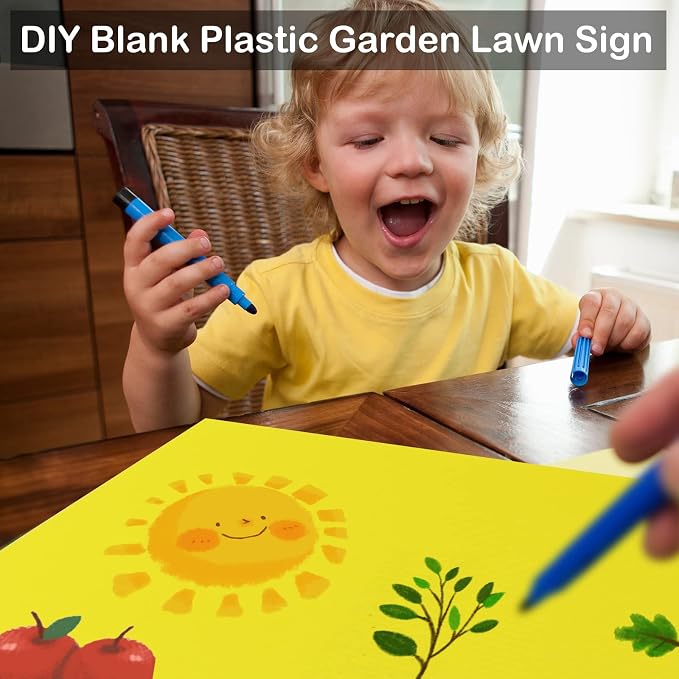 10-Pack 18x12 Inch Blank Yard Signs with Stakes - Waterproof Corrugated Plastic for Garage Sales, Gardens, Commercials & Parks (Yellow)