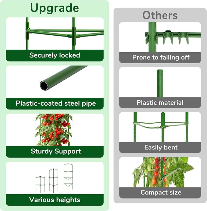 ZeeDix 4 Pack Heavy Duty Tomato Cages for Garden, 57 Inch Foldable Plant Support Stakes for Heavy Climbing Plants, Adjustable Tomato Trellis for Indoor Pots & Raised Garden Bed Outdoor