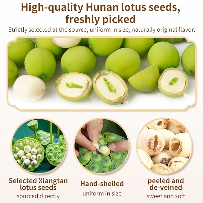 Baihuatang Natural Lotus Seeds for Tea Porridge Natural Dried White Lotus Seeds (Lian Zi) - 300g Herbal Tea & Cooking Ingredient, Perfect for Porridge, Soup, and Traditional Recipes 莲子 百合银耳莲子羹原料