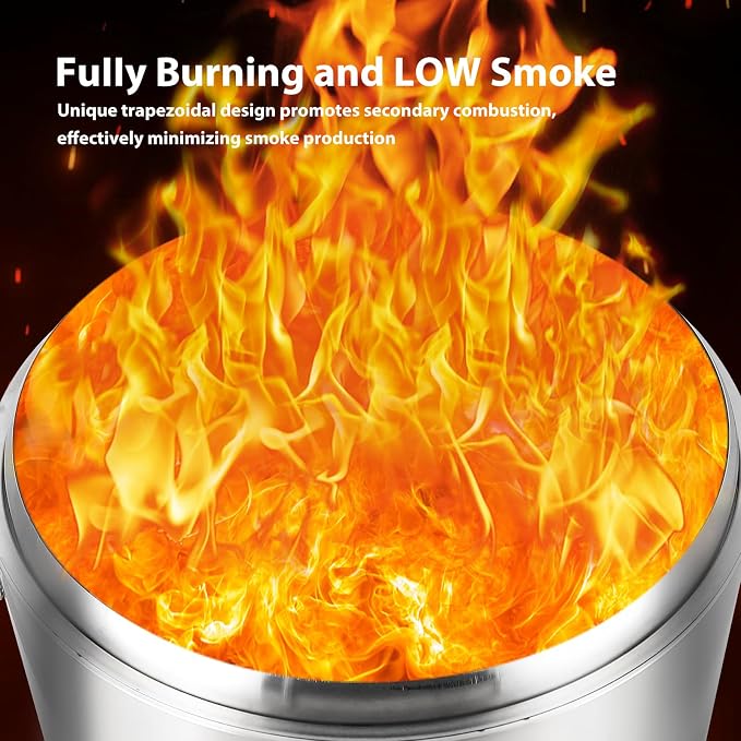 27" Smokeless Fire Pit with Air Switch, 304 Stainless Steel Wood Burning Fireplaces, Portable Outdoor Bonfire Pit for Camping, Bonfires