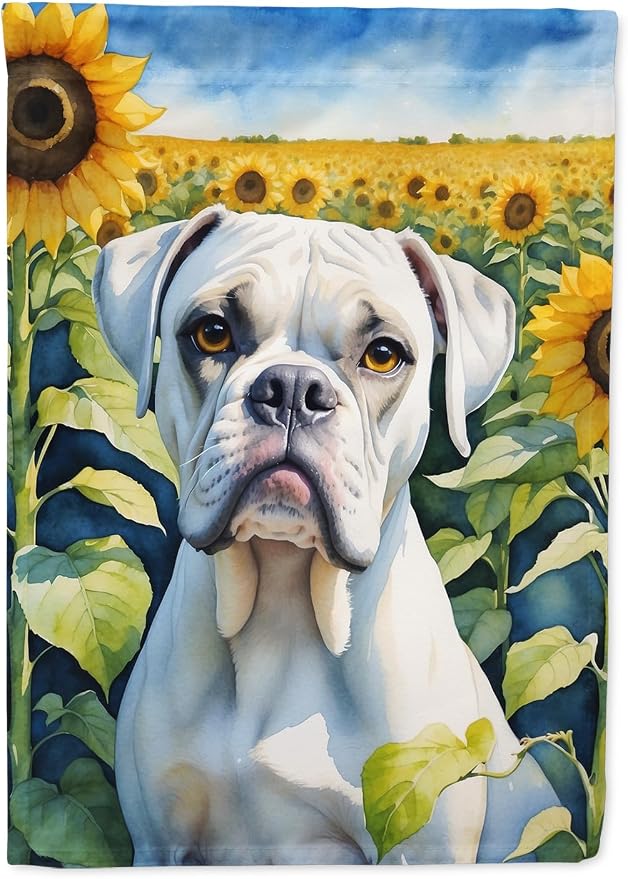 Caroline's Treasures DAC6038GF Boxer in Sunflowers Garden Flag Mailbox Flag Decorative Yard Flag Banner Outside Patio Artwork Yard Flower Beds, Garden Size, Multicolor