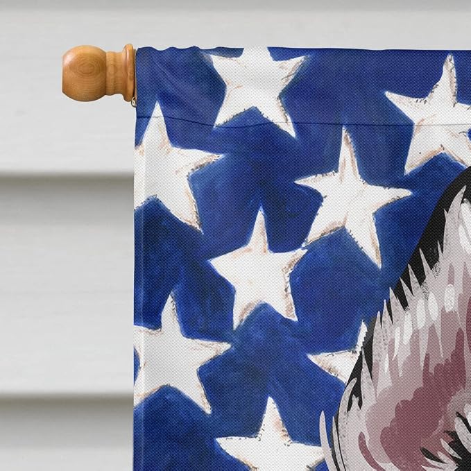 Caroline's Treasures CK6708CHF Siberian Husky Dog American Flag House Flag Large Porch Sleeve Pole Decorative Outside Yard Banner Artwork Wall Hanging, Polyester, House Size, Multicolor