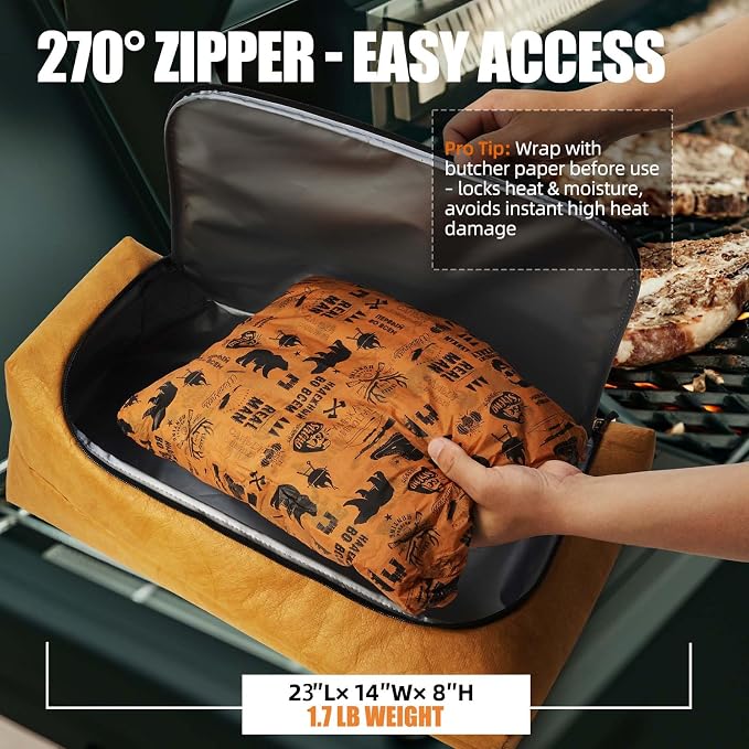 270° Opening BBQ Blanket for Resting Meat, Insulated Leak-Proof Meat Resting Bag for Brisket, Father's Day Birthday Gift for Men Dad Husband, Smoker Grilling Accessories for Camping Kitchen Party