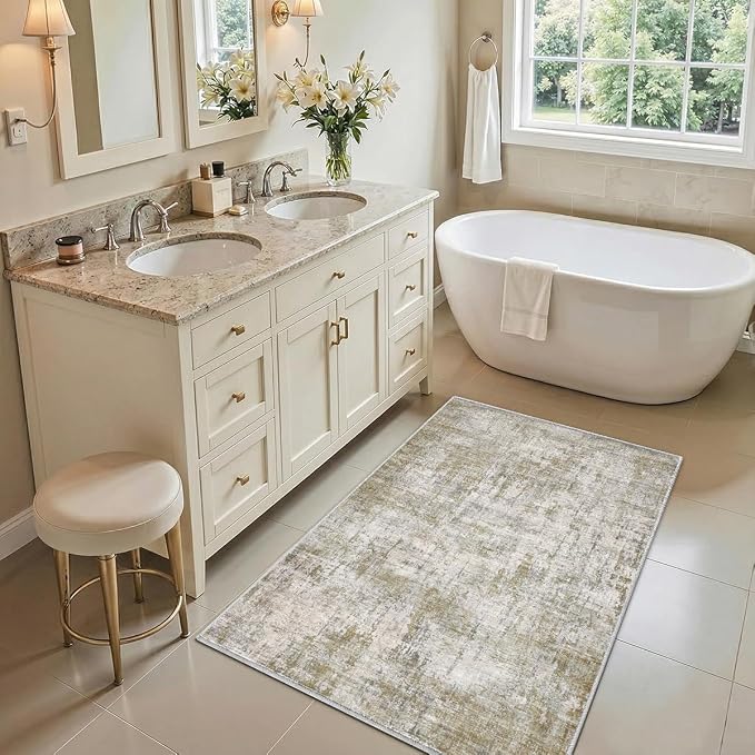 2x3 Area Rug Washable Abstract: Non Slip Throw Rugs for Entryway | Indoor Door Mat for Kitchen Soft Low Pile Thin Small Carpet for Hallway Bedroom Dining Room Home Office Decor