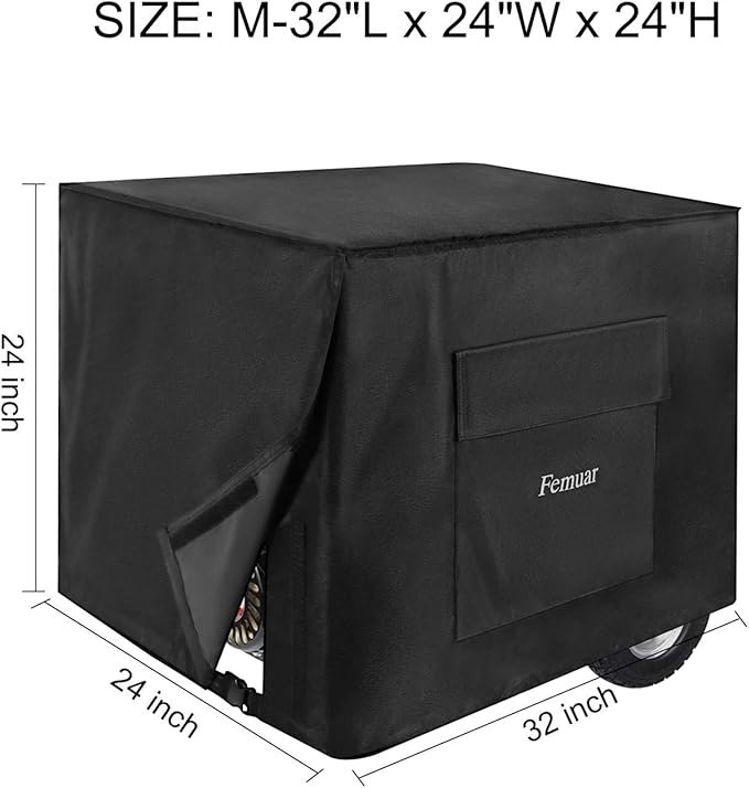 Outdoor Generator Covers Waterproof Heavy Duty 600D Oxford Portable Generator Cover Universal for 5000-10000 Watt Portable Generators ,32x24x24 in
