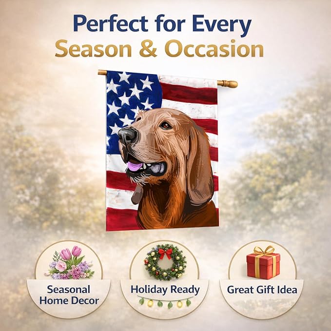 Caroline's Treasures CK6698CHF Segugio Italiano Dog American Flag House Flag Large Porch Sleeve Pole Decorative Outside Yard Banner Artwork Wall Hanging, Polyester, House Size, Multicolor