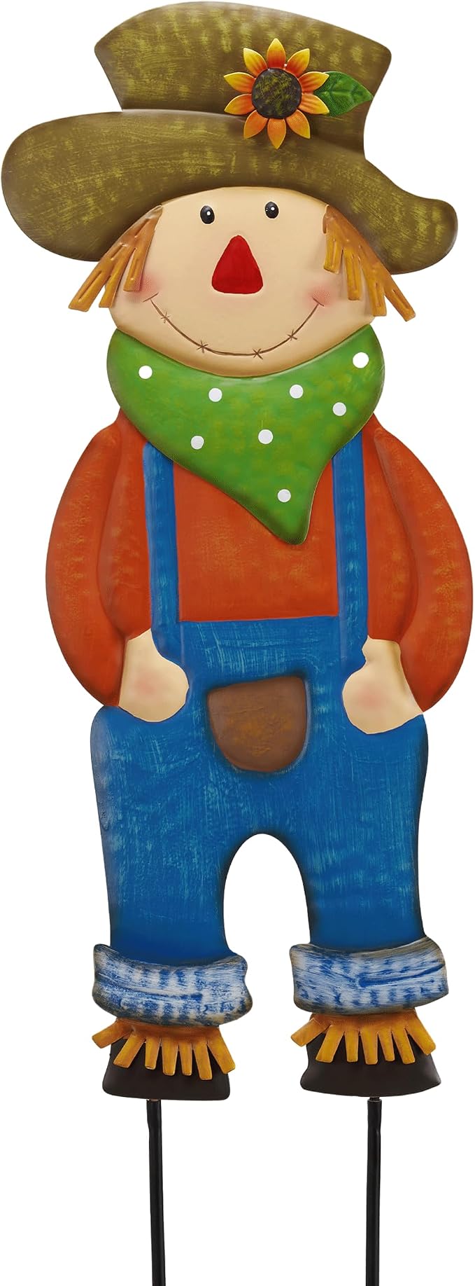TERESA'S COLLECTIONS Fall Decor for Outdoor Home, Scarecrow for Garden Metal Stakes for Fall Decorations, Autumn Decor for Thanksgiving Decorations, Blue Harvest Yard Signs for Home Lawn Patio, 24"