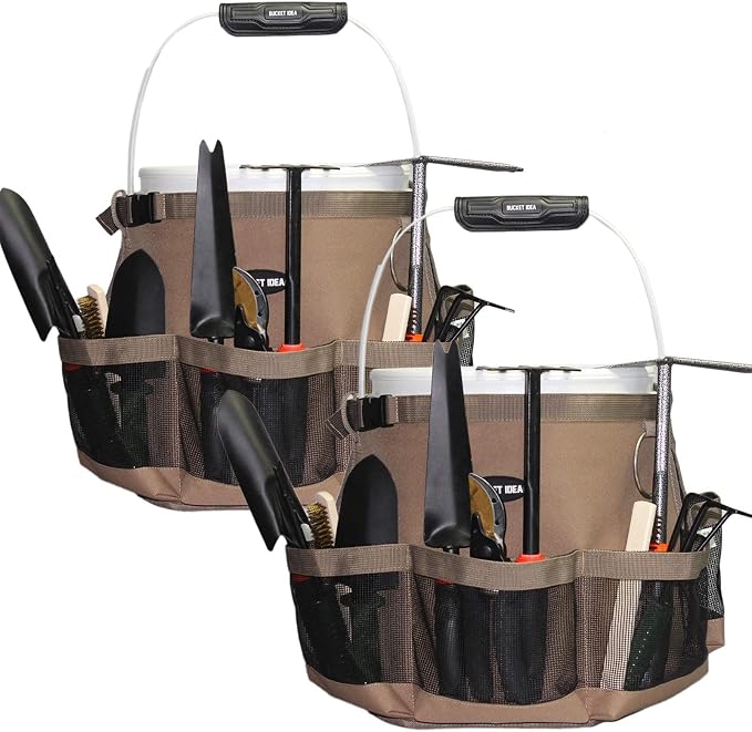 MELOTOUGH Wash Tool Organizer for 5 Gallon Bucket, Cleaning Bucket Organizer Water-Resistant Mesh Pockets for Clean Supplier,Car Wash Supplier,Soap and Towel Holder Ring Included