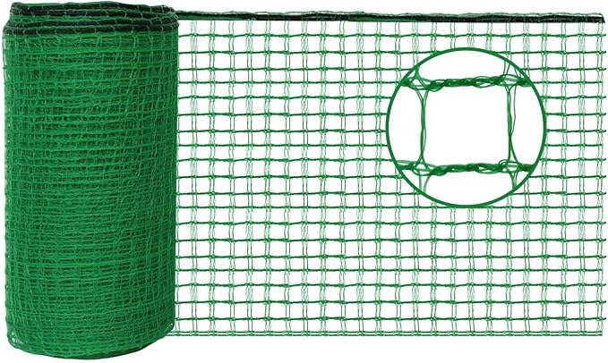 Plastic Mesh Fencing 6FT x 50FT, Garden Bird Netting & Deer Fence, Temporary Animal Barrier for Deer Pets Rabbits Chickens Wildlife, Green Protective Netting for Plants Fruit Vegetables