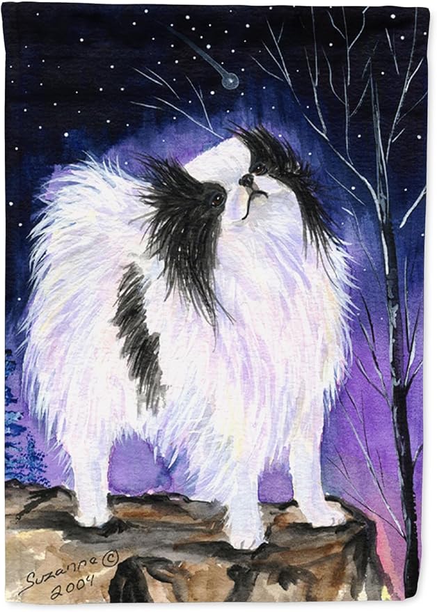Caroline's Treasures SS8070GF Japanese Chin Garden Flag Mailbox Flag Decorative Yard Flag Banner Outside Patio Artwork Yard Flower Beds, Garden Size, Multicolor
