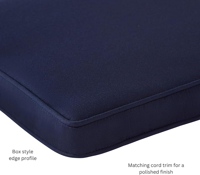 Sunbrella 18" x 18" Dining Chair Pad Cushion with Corded Edge, Soft Fiber Batting Insert, Removable Reversible Cover & Ties - Canvas Navy
