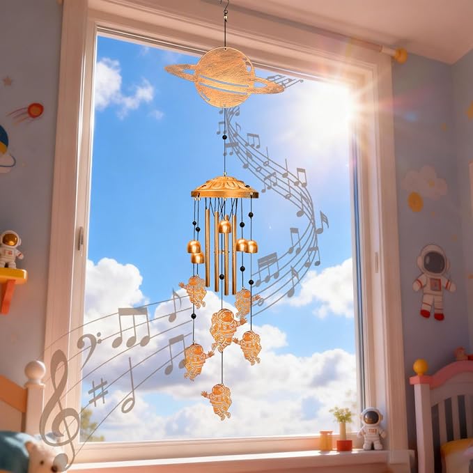 Astronaut Wind Chimes for Outside - Planet Shape Windchimes Outdoors, Memorial Astronauts Space Gifts, Metal Astronauts Planets Wind Chime Decorations, for Home/Porch/Yard/Garden/Decor