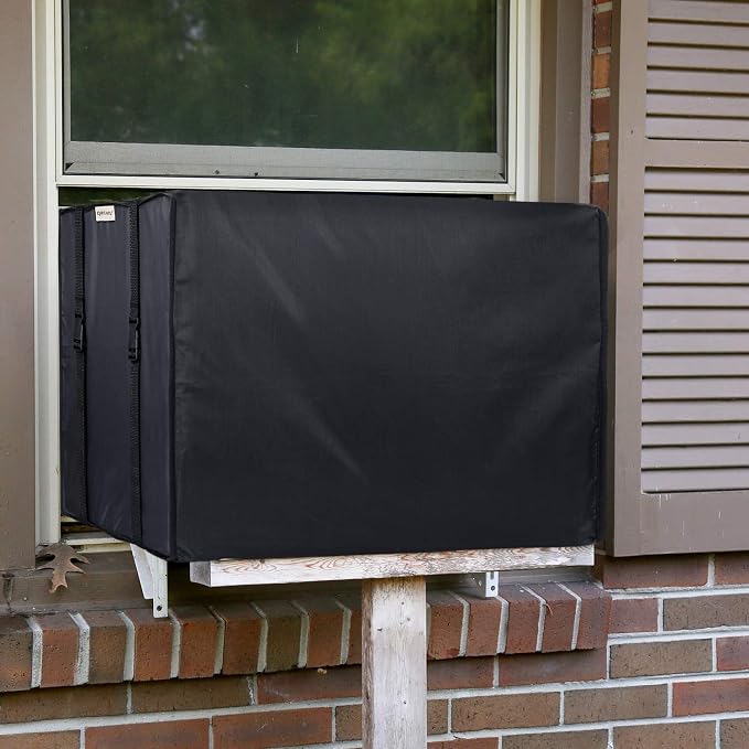 KylinLucky Window Air Conditioner Cover for Outside 21.5 x 16 x 15 inches | AC Cover with Water-Resistant Oxford Top, UV Resistant, Dust Protection, Black