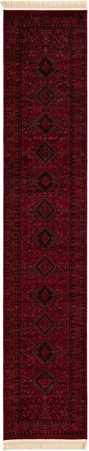 Unique Loom Tekke Collection Area Rug - Sheibani (2' 7" x 13' 1" Runner Red/Black)