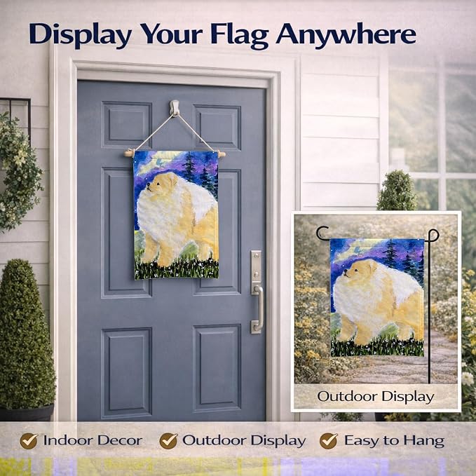 Caroline's Treasures SS8998GF Pomeranian Garden Flag Mailbox Flag Decorative Yard Flag Banner Outside Patio Artwork Yard Flower Beds, Garden Size, Multicolor