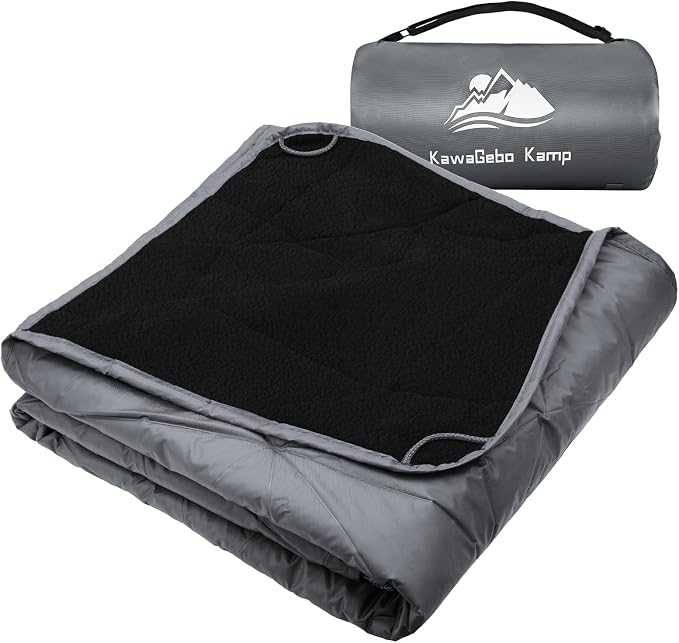 Large Waterproof Outdoor Blanket Thick Fleece 80" x 58" | Windproof Stadium Blanket, Wearable Poncho, Machine Washable for Camping, Car, Pet, Picnics - Starry Gray