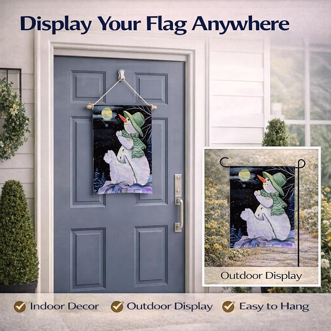 Caroline's Treasures SS8797GF Snowman with Westie Garden Flag Mailbox Flag Decorative Yard Flag Banner Outside Patio Artwork Yard Flower Beds, Garden Size, Multicolor