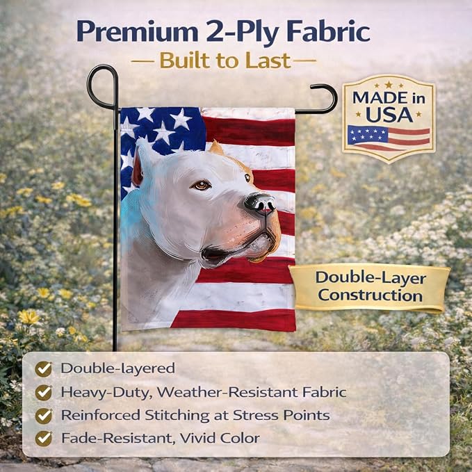Caroline's Treasures CK6459GF Brazilian Dogo American Flag Garden Flag Mailbox Flag Decorative Yard Flag Banner Outside Patio Artwork Yard Flower Beds, Garden Size, Multicolor