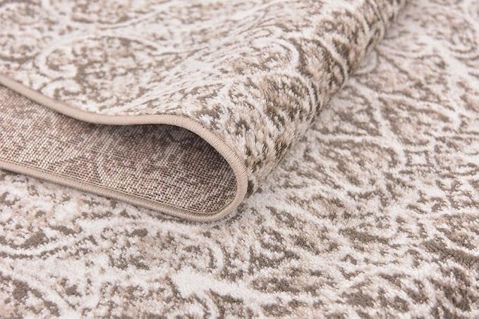 Unique Loom Sofia Collection Area Rug - Grace (3' 3" x 19' 8" Runner, Brown/ Ivory)