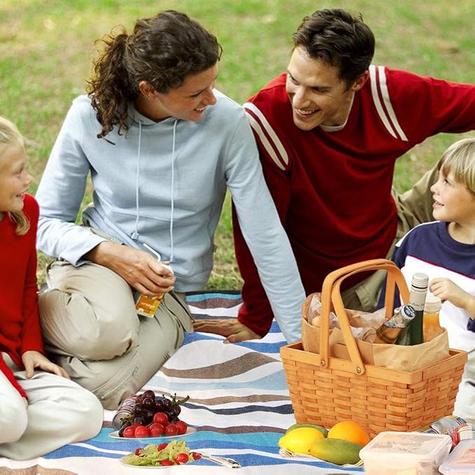 G GOOD GAIN Waterproof Picnic Blanket Portable with Carry Strap for Beach Mat or Family Outdoor Camping Party (Sky Blue)