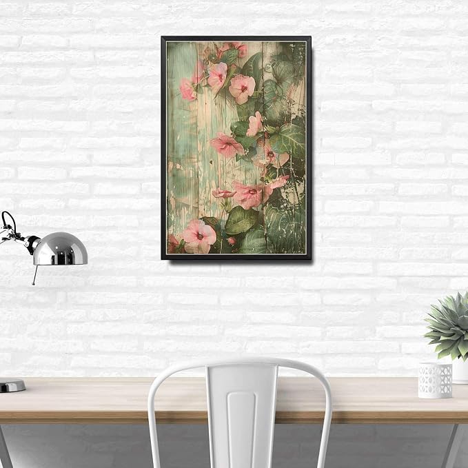 Metal Sign Tin Sign Vintage Rustic Charm Impatiens Tin Sign for Shabby Chic Style Distressed Wood Art and Corrosion Resistant Gardening Poster for Restaurant 8×12 Inches with Metal Frame