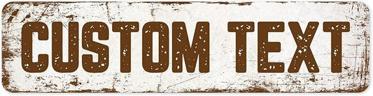Custom Sign, Custom Street Sign, 11 Font Colors, 13 Font Styles, 4 Hole Options, 22 Sizes, 8x32 Inches, Rust Free DiBound, Fade Resistant, Made in USA by My Sign Center (Rustic)