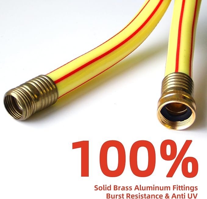 Lead-in Yellow Short Garden Hose 3/4 in. x 3 ft. -No Kink, Leak Free, Flexible, Male to Female Fittings -Heavy Duty Lightweight PVC Water Hose -150PSI Work & 500PSI Burst, for Reel Cart & Outdoor Use