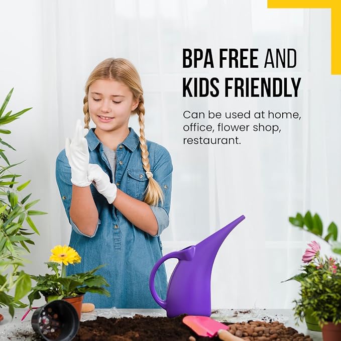 2 Pack Watering Can 1/2 Gallon - Small Watering Can for Indoor Plants - Outdoor Watering Can - Purple Plant Waterer - Plastic Watering Can for Garden