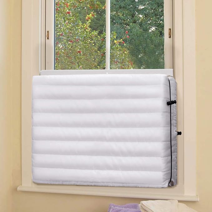 FORSPARK Indoor Air Conditioner AC Covers for Inside with Free Drawstring, 17L x 13H x 3.5D inches White