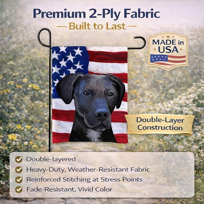 Caroline's Treasures CK6727GF Stephens Cur Dog American Flag Garden Flag Mailbox Flag Decorative Yard Flag Banner Outside Patio Artwork Yard Flower Beds, Garden Size, Multicolor