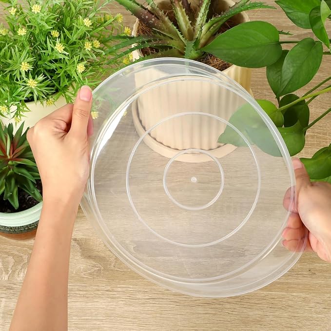 5 Pack Clear Plant Saucer, 4 5 6 8 10 12 14 16 18 20 22 Inch Durable Plastic Water Catcher Trays for Flower Pots, Plant Drip Trays for Indoor Outdoor Planter (5 inch)