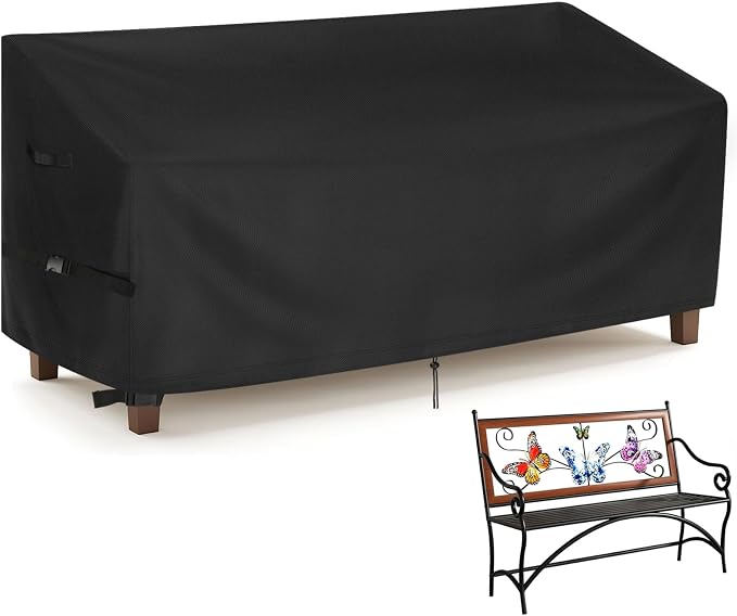 Outdoor Bench Cover for KINGBO 39.7" Outdoor Bench, 40inch Patio Furniture Covers Waterproof Heavy Duty for Garden Bench, Park Bench, Loveseat with Backrest -40"L x 20"W x 35/25"H