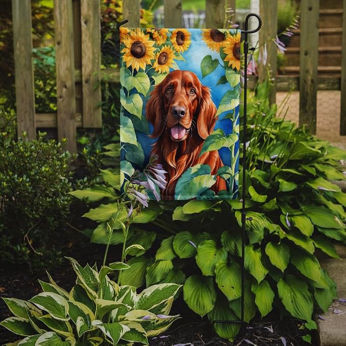 Caroline's Treasures DAC6098GF Irish Setter in Sunflowers Garden Flag Mailbox Flag Decorative Yard Flag Banner Outside Patio Artwork Yard Flower Beds, Garden Size, Multicolor