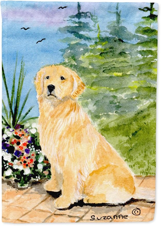 Caroline's Treasures SS8758GF Golden Retriever Garden Flag Mailbox Flag Decorative Yard Flag Banner Outside Patio Artwork Yard Flower Beds, Garden Size, Multicolor