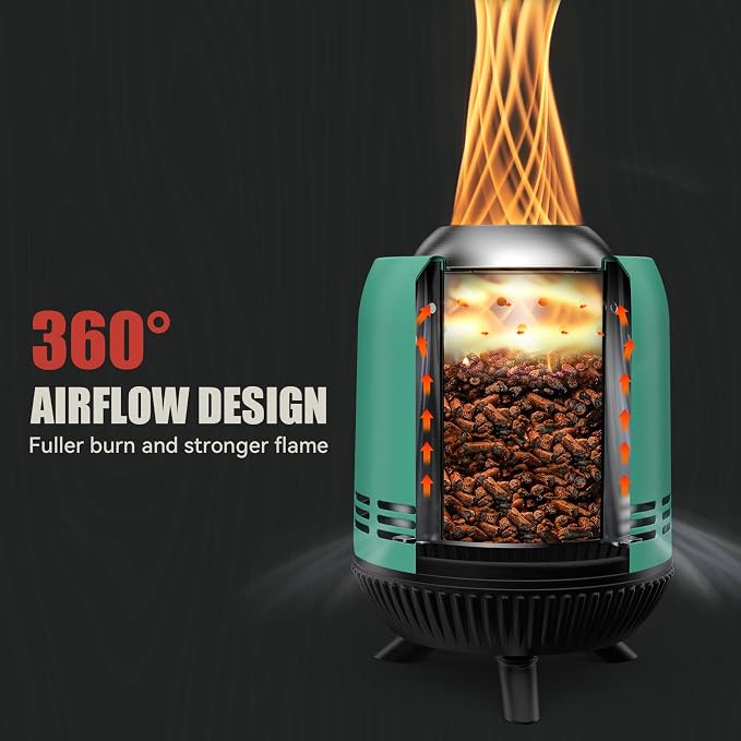 Tabletop Fire Pit Burning Woods/Pellets, Portable Small Fireplace with Storage Bag for Camping Tailgating RV Patio Backyard, Smokeless Camping Stove 9.5", FP055 Blue