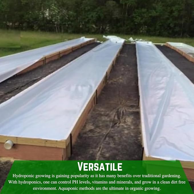 Farm Plastic Supply Dura-Skrim White Hydroponic Plastic Liner 20 mil String Reinforced & UV Resistant - Hydroponic Growing Kit, Hydroponic Liner, Pond Liner, Durasmooth (18' x 100')