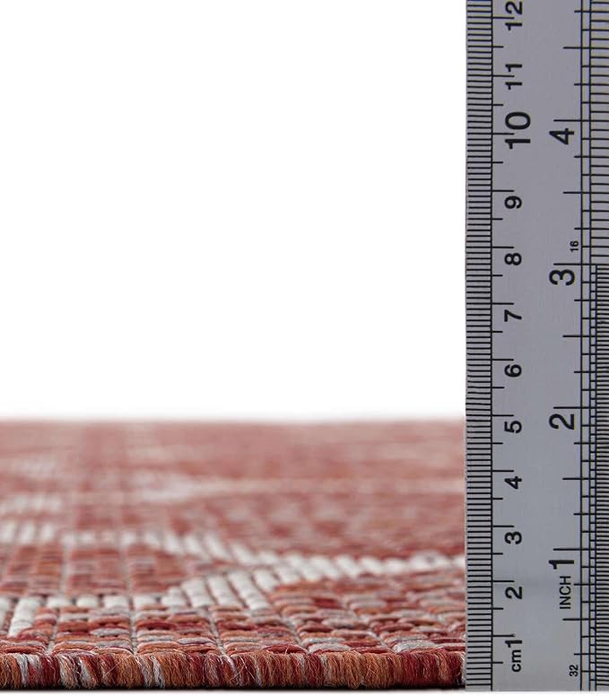 Unique Loom Outdoor Trellis Collection Area Rug - Trellis (Square 13' 0" x 13' 0", Rust Red/ Ivory)