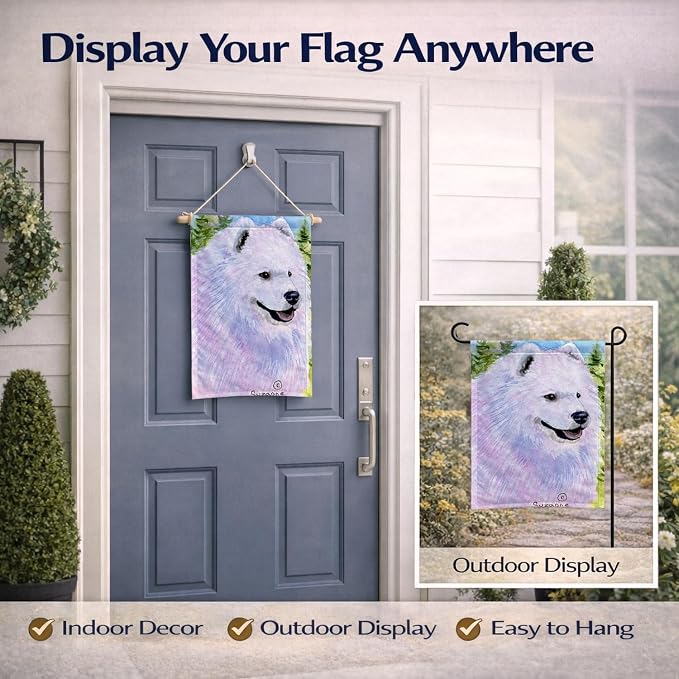 Caroline's Treasures SS8755GF Samoyed Garden Flag Mailbox Flag Decorative Yard Flag Banner Outside Patio Artwork Yard Flower Beds, Garden Size, Multicolor
