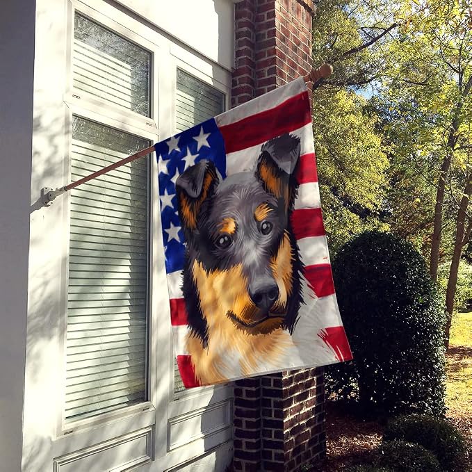 Caroline's Treasures CK6492CHF Collie Rough Dog American Flag House Flag Large Porch Sleeve Pole Decorative Outside Yard Banner Artwork Wall Hanging, Polyester, House Size, Multicolor