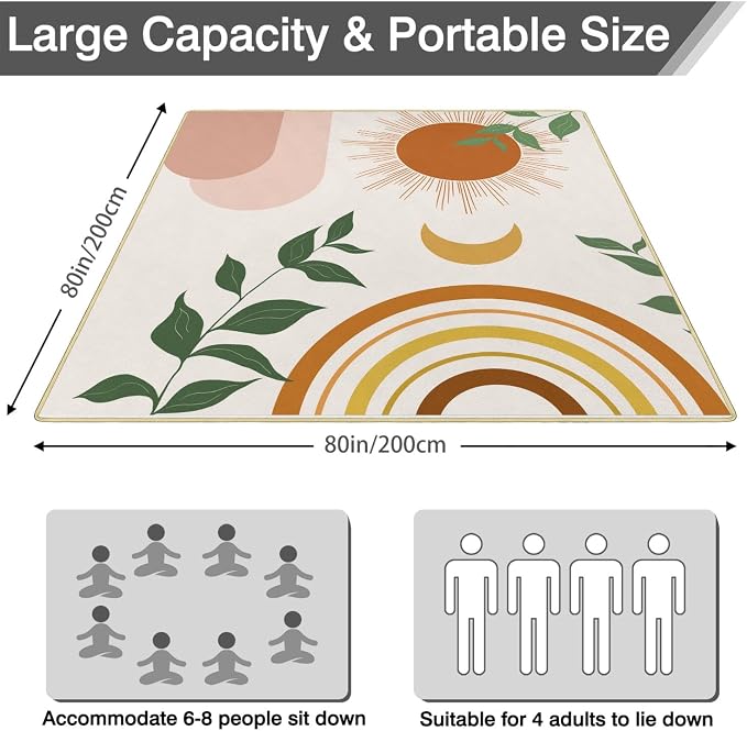 Supfitness Extra Large Picnic Blankets Waterproof Foldable (80"x 80") Boho Beach Blanket Waterproof Sandproof,3-Layer Thicking Mat Outdoor Packable Camping Blanket