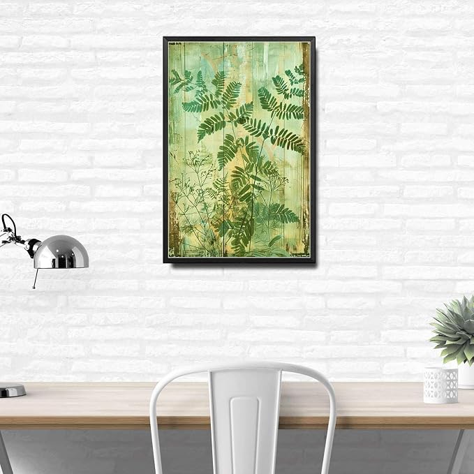 Metal Sign Tin Sign Vintage Wall Art Vintage Rustic Maidenhair Fern Tin Sign for Feathery Fronds Display Shabby Chic Style and Corrosi Bathroom Signs Decor for Room 6×8 Inches with Metal Frame