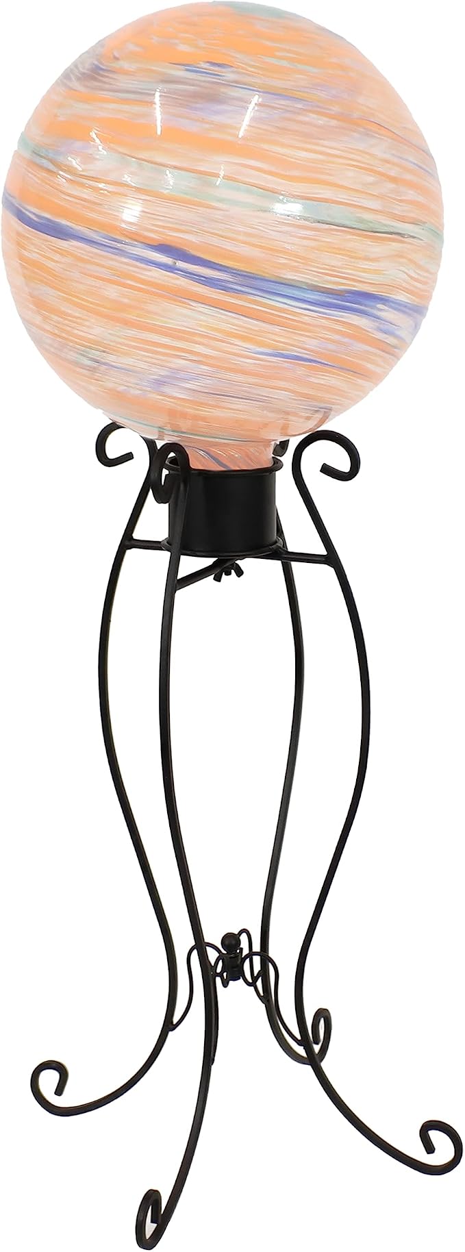Sunnydaze Graceful Curved Outdoor Gazing Globe Stand, 18.5-Inch Tall | Black Metal Garden Globe Stand for 8-12-Inch Gazing Balls, Patio, Deck, Sunroom, or Backyard Decoration Accessory