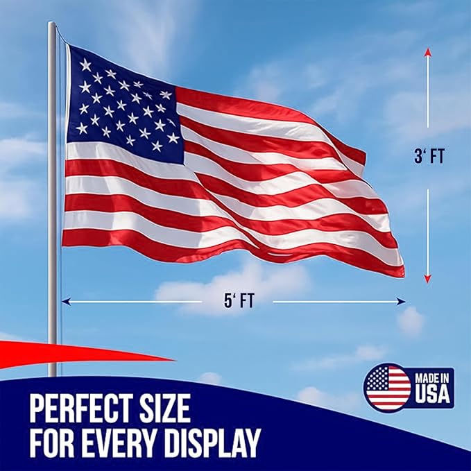 American Flag | American Flags for Outside 3X5 |100% Made in USA Flag - US Flag 3X5 Printed Polycotton with brass grommets-FMAA Certified