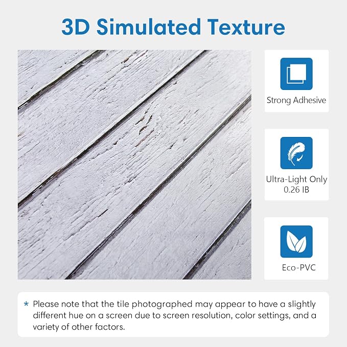COMSTICKC 3D Faux Wood Wall Sticker, Peel and Stick Wall Covering,12 pcs of 22.8" x 11.8", DIY Lightweight PVC White Wood Self Adhesive Decorative Tiles Wallpaper,Paintable,Covers 22.48 sq.ft