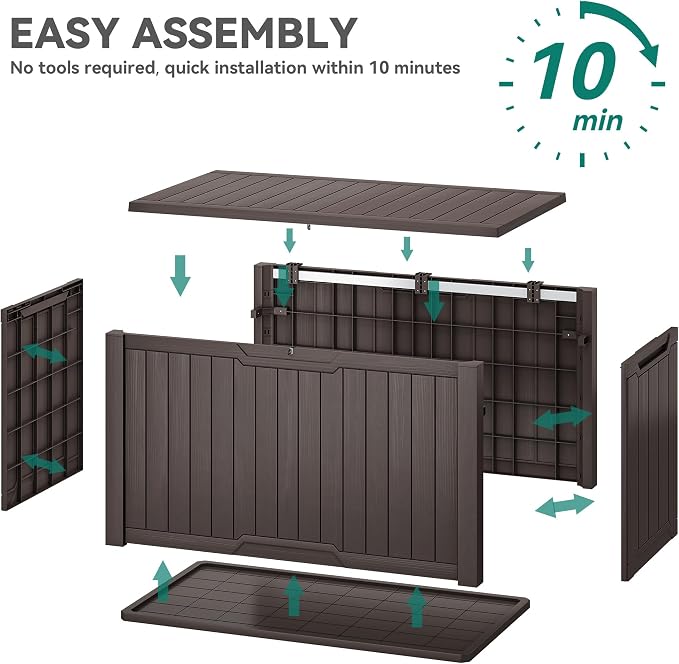 YITAHOME XXL 240 Gallon Large Outdoor Storage Deck Box for Patio Furniture, Outdoor Cushions, Garden Tools and Sports/Pools Equipment, Weather Resistant Resin, Lockable (Dark Brown)