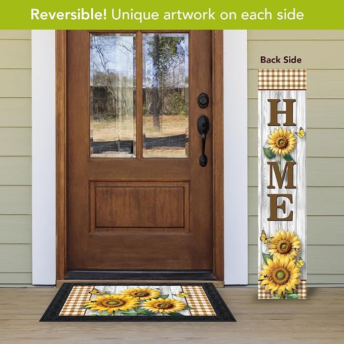 Briarwood Lane Summer Double Sided Reversible Pine Porch Leaner 47x9.5 Elegant Sunflowers For Summer Porch Leaner
