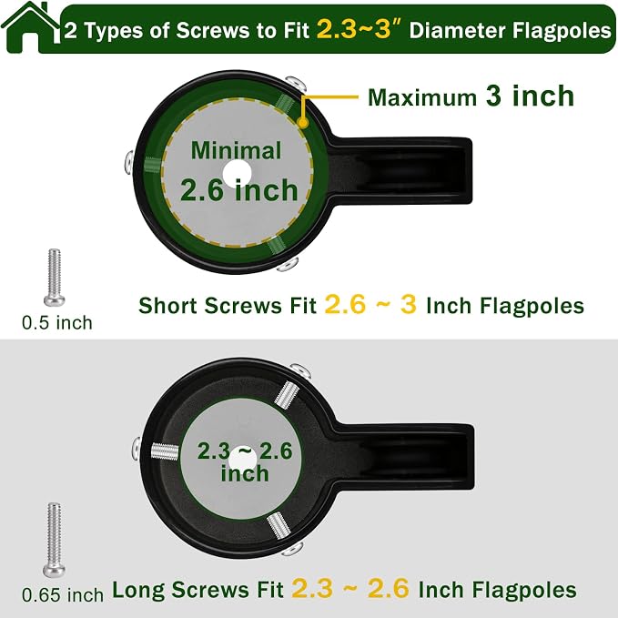 Flag Pole Pulley and Rope kit for 2.3" to 3" Diameter Flag Poles, 50FT Rope, 4" Flag Pole Topper, Cast Aluminum Flag Pole Truck, Metal Snap Clips and Cleat (Black)