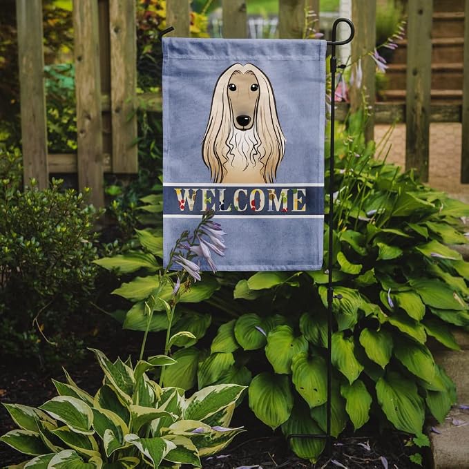Caroline's Treasures BB1430GF Afghan Hound Welcome Garden Flag, Blue Mailbox Flag Decorative Yard Flag Banner Outside Patio Artwork Yard Flower Beds, Garden Size, Multicolor
